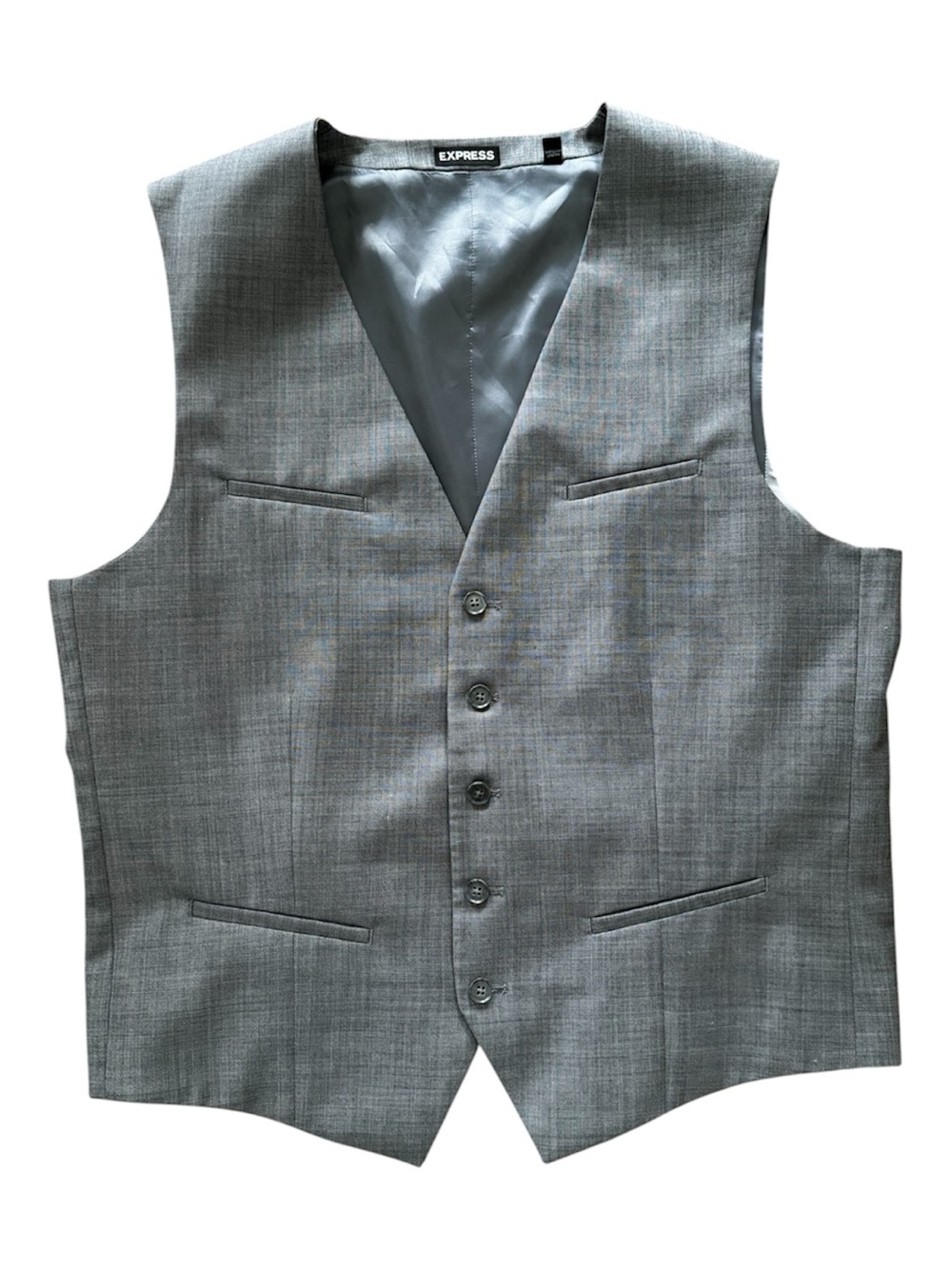 Express Men's Light Gray Pattern Tailored Dress Vest